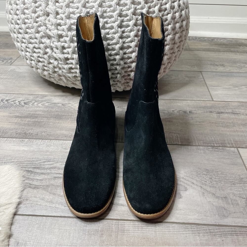 Jack Rogers Kaitlin Stitched Suede Boots Black Size 9.5M - Picture 3 of 10
